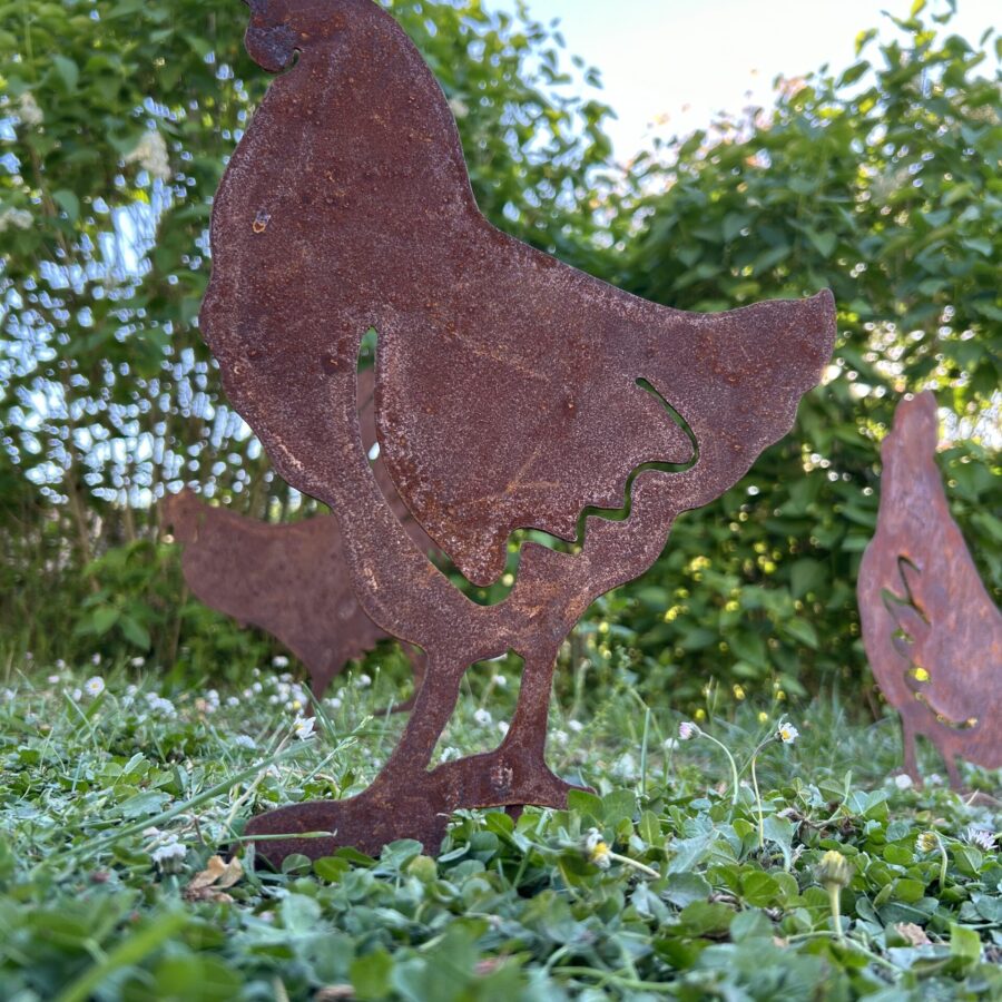 Décoration de poule en métal